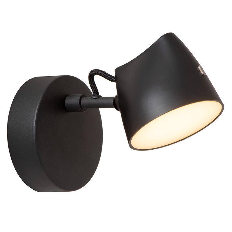 Schwarze Wandleuchte Landhaus, Milne, 6W, 2700K LED, mit Touch-Dimmer Schwarze Wandleuchte Landhaus, Milne, 6W, 2700K LED, mit Touch-Dimmer