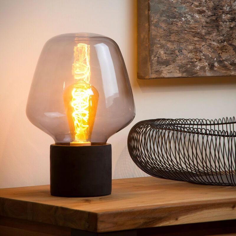 Beton Tischleuchte Grau, Becky, mit Schalter Beton Tischleuchte Grau, Becky, mit Schalter