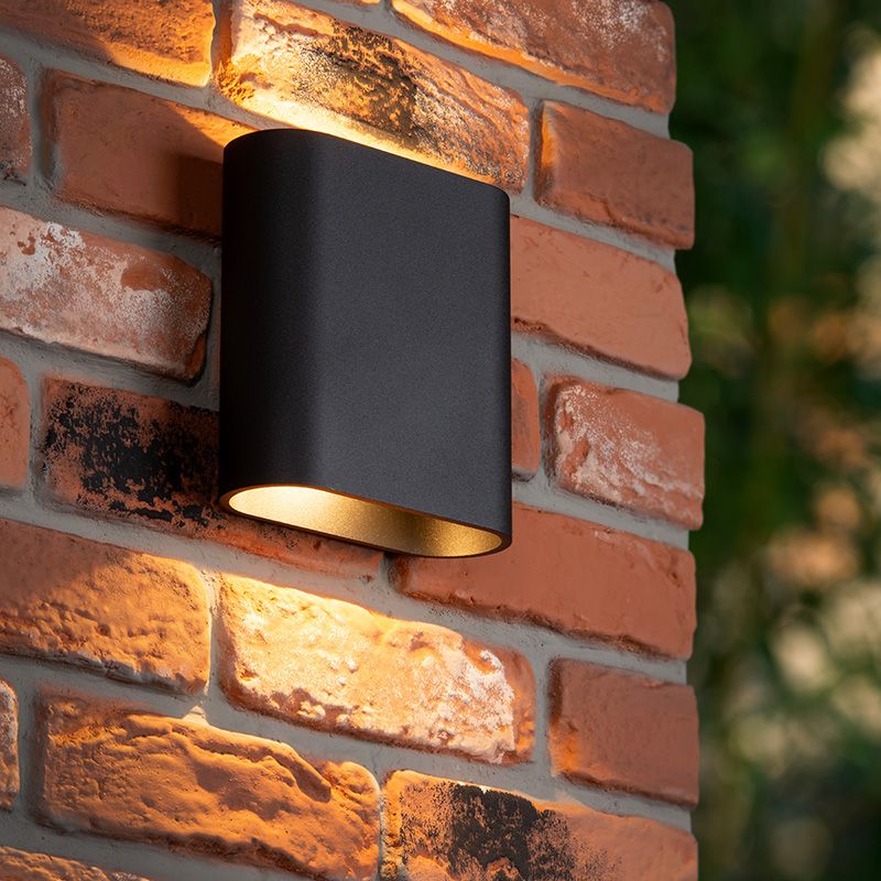 Schwarze Up down Wandleuchte Modern, Atila, 5W, 2700K LED, IP54