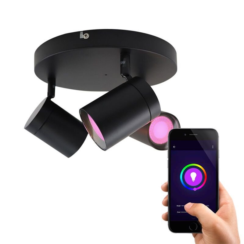 Moderne Smart Deckenleuchte Schwarz, Ciara, IP44, 13,5W, RGBW Moderne Smart Deckenleuchte Schwarz, Ciara, IP44, 13,5W, RGBW