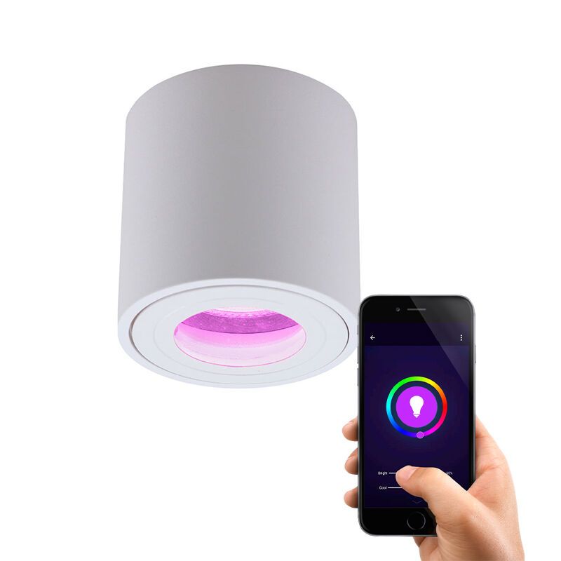 Moderne Smart Deckenleuchte Weiß, Alion, IP44, 4,5W, RGBW