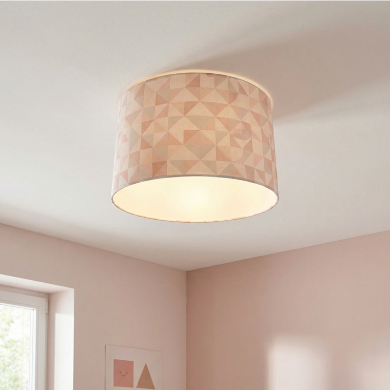Karierte Deckenlampe rosa, Jugendzimmer