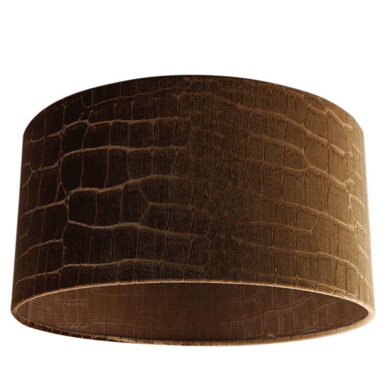 40 cm Samt Lampenschirm Braun Kroko Stoff, Emilius 40 cm Samt Lampenschirm Braun Kroko Stoff, Emilius