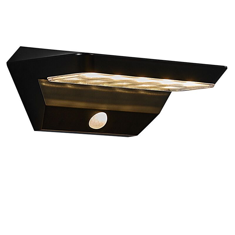 Schwarze Solar Außen Wandleuchte Modern, Agena, 4,5W, 3000K LED, IP44