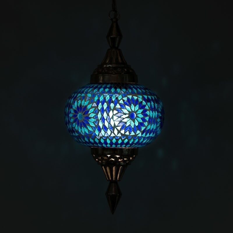 Blaue Mosaik Pendelleuchte Orientalisch, Aicha Blaue Mosaik Pendelleuchte Orientalisch, Aicha