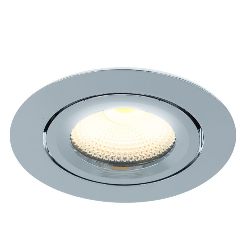 Chrom Einbaustrahler mit 12V Treiber, Wimke, 5W, 2700K LED, IP44