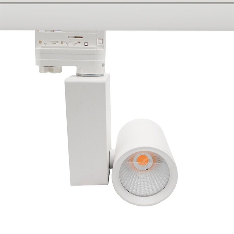 Weißer 3-Phasen-LED-Schienenstrahler Deena, 28W, 3000K, Pro Weißer 3-Phasen-LED-Schienenstrahler Deena, 28W, 3000K, Pro