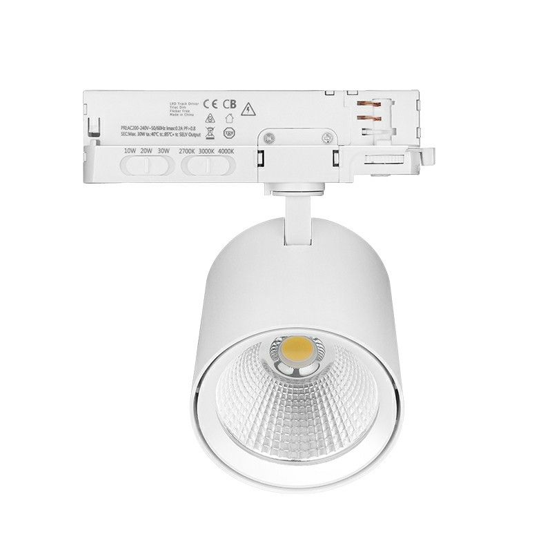 Weiße 3 phase Schienen Lampe Aluminium, Jeska, 10W/20W/30W, White Switch LED Weiße 3 phase Schienen Lampe Aluminium, Jeska, 10W/20W/30W, White Switch LED