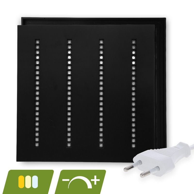 Schwarzes LED-Lamellenpanel 60x60 - 30W - weißer Schalter - dimmbar - UGR <16 Schwarzes LED-Lamellenpanel 60x60 - 30W - weißer Schalter - dimmbar - UGR <16