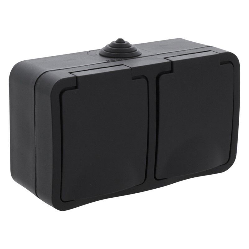 Q-Link 2-Wege-Buchse, oberflächenmontiert, SCHUKO, spritzwassergeschützt, horizontal