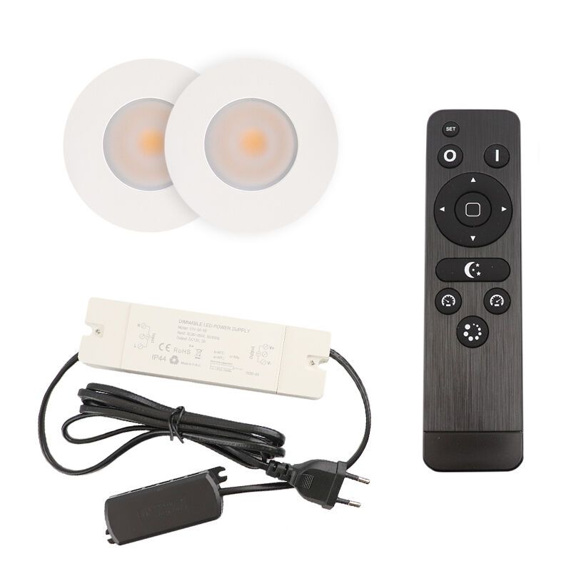 2 weiße Einbaustrahler Terrassenüberdachung Dico, IP65, inkl. Anschlussset und Fernbedienung 2 weiße Einbaustrahler Terrassenüberdachung Dico, IP65, inkl. Anschlussset und Fernbedienung