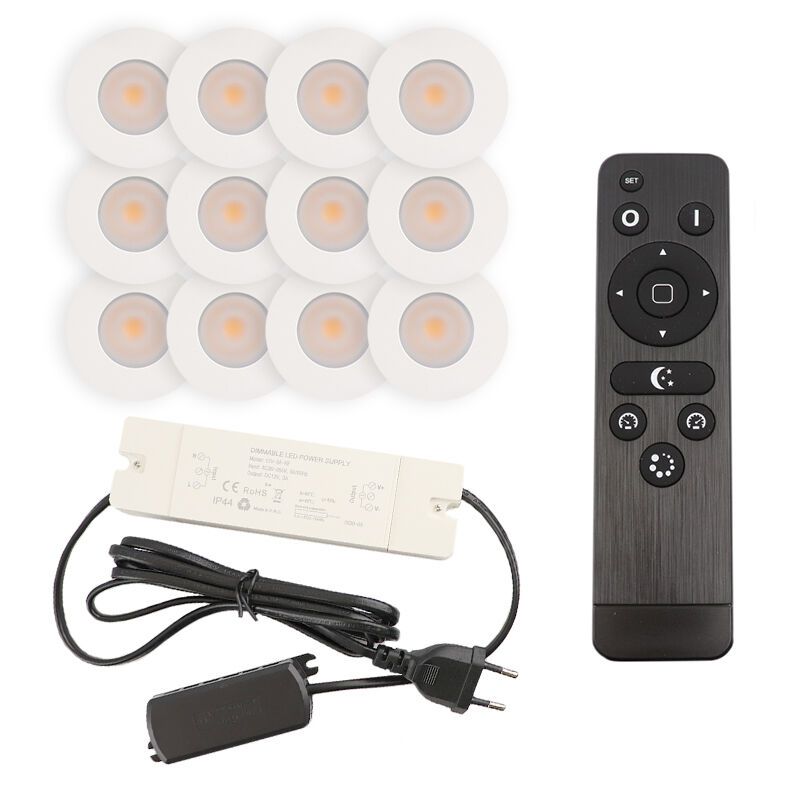 12 weiße Einbaustrahler Terrassenüberdachung Dico, IP65, inkl. Anschlussset und Fernbedienung 12 weiße Einbaustrahler Terrassenüberdachung Dico, IP65, inkl. Anschlussset und Fernbedienung