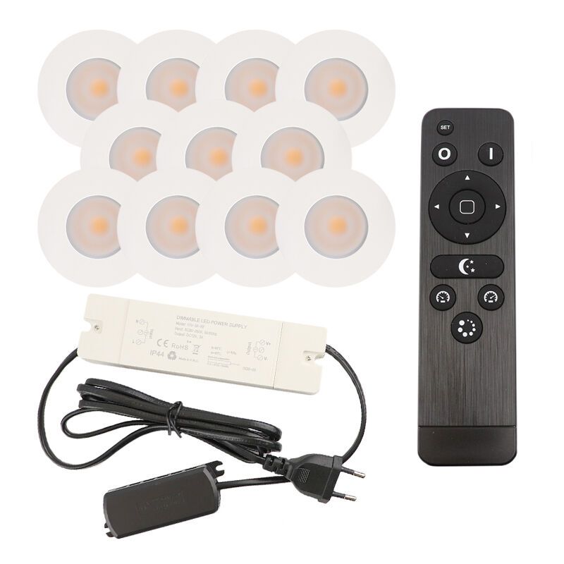 11 weiße Einbaustrahler Terrassenüberdachung Dico, IP65, inkl. Anschlussset und Fernbedienung 11 weiße Einbaustrahler Terrassenüberdachung Dico, IP65, inkl. Anschlussset und Fernbedienung