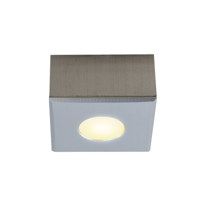 Eckige chrom Aufbaustrahler Terrassenüberdachung Fredo, IP44, dimbar