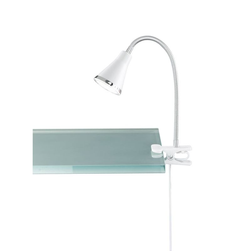 Weiße Klemmspot Kunststoff, Taimi, 3,8W, 3000K LED, mit Schalter Weiße Klemmspot Kunststoff, Taimi, 3,8W, 3000K LED, mit Schalter