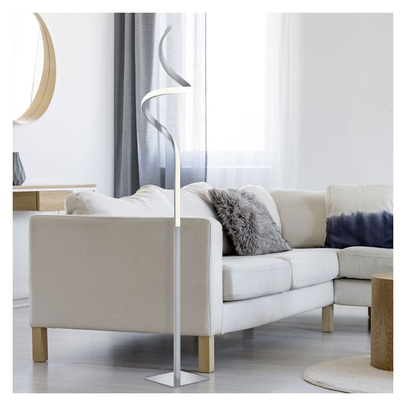 Nickel Stehlampe Modern, Aby, 11W, 3000K LED, mit Touch-Dimmer Nickel Stehlampe Modern, Aby, 11W, 3000K LED, mit Touch-Dimmer