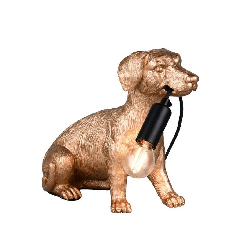Goldene Tischleuchte Kunststoff, Doggo
