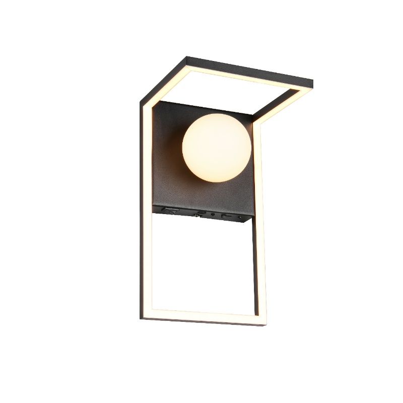 Schwarze Wandleuchte Modern, Reyhan, 3-stufig dimmbar
