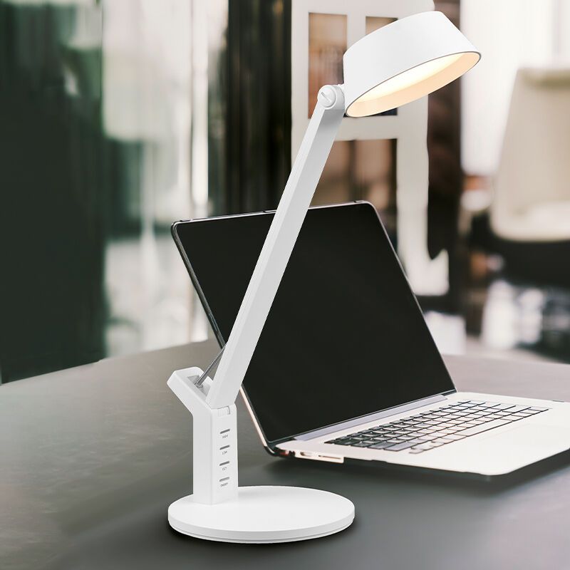 Weiße Schreibtischlampe Modern, Lindi, 5W, warm- bis kaltweiß einstellbare LED, mit Touch-Dimmer