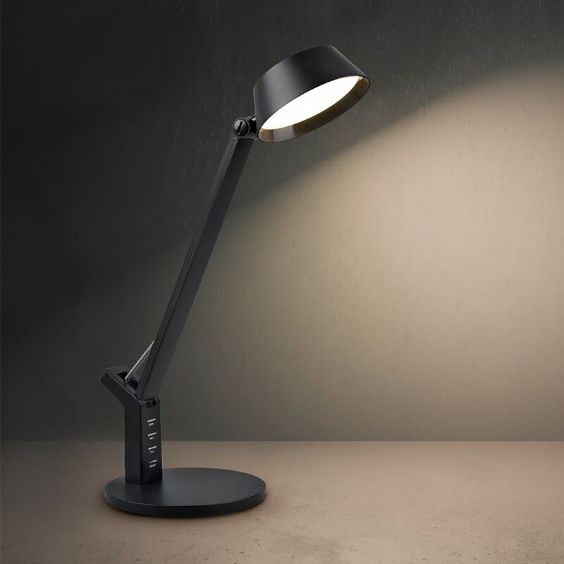 Schwarze Schreibtischlampe Modern, Lindi, 5W, warm- bis kaltweiß einstellbare LED, mit Touch-Dimmer
