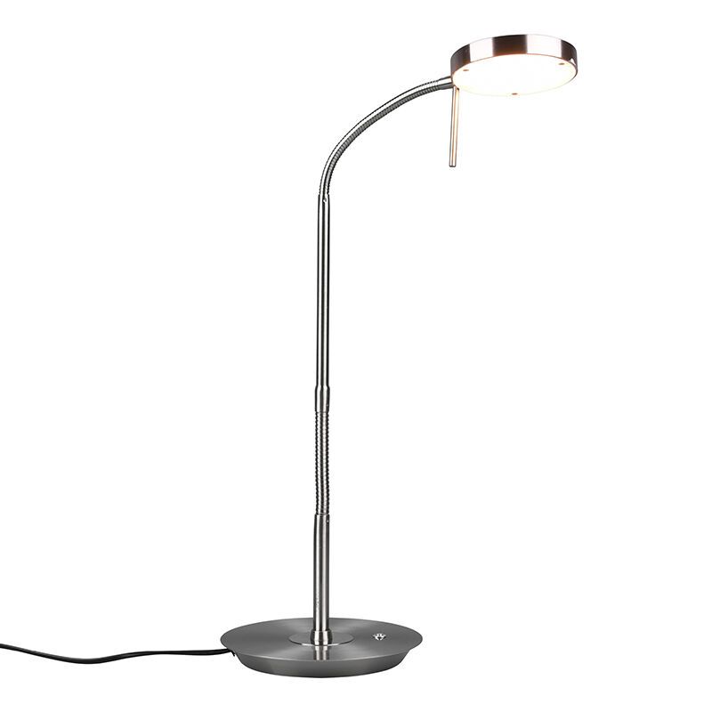 Nickel Tischleuchte Modern, Bilge, 12W, in Lichtfarbe einstellbare LED, mit Schalter
