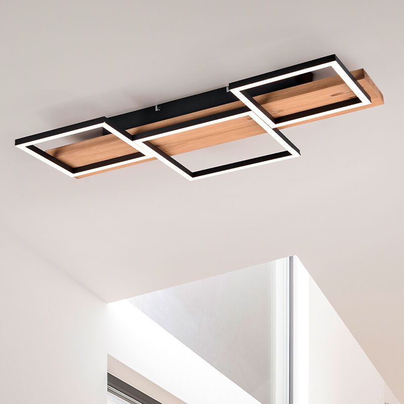 Holz Deckenlampe Braun, Justian, 30W, 3000K LED, 3-stufig dimmbar