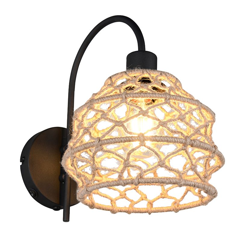 Braune Wandleuchte Landhaus, Liduina, mit Schalter