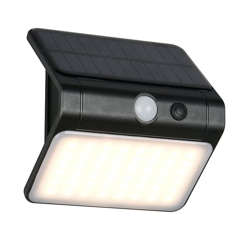 Schwarze Solar Außen Wandleuchte Kunststoff, Mijs, 2,5W, 4000K LED, IP44