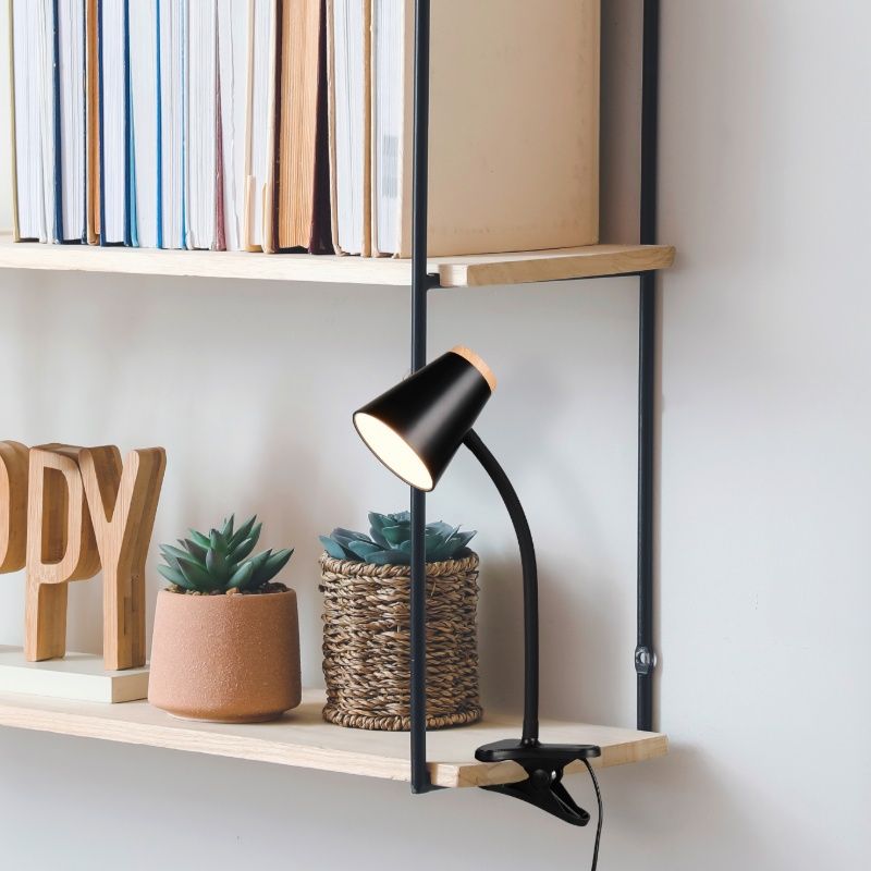 Schwarze Klemmleuchte Modern, Rahul, 4,5W, 3000K LED, mit Schalter