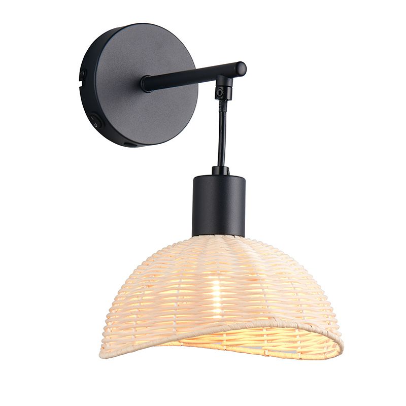 Rattan Wandleuchte Braun, Sijmen, mit Schalter Rattan Wandleuchte Braun, Sijmen, mit Schalter