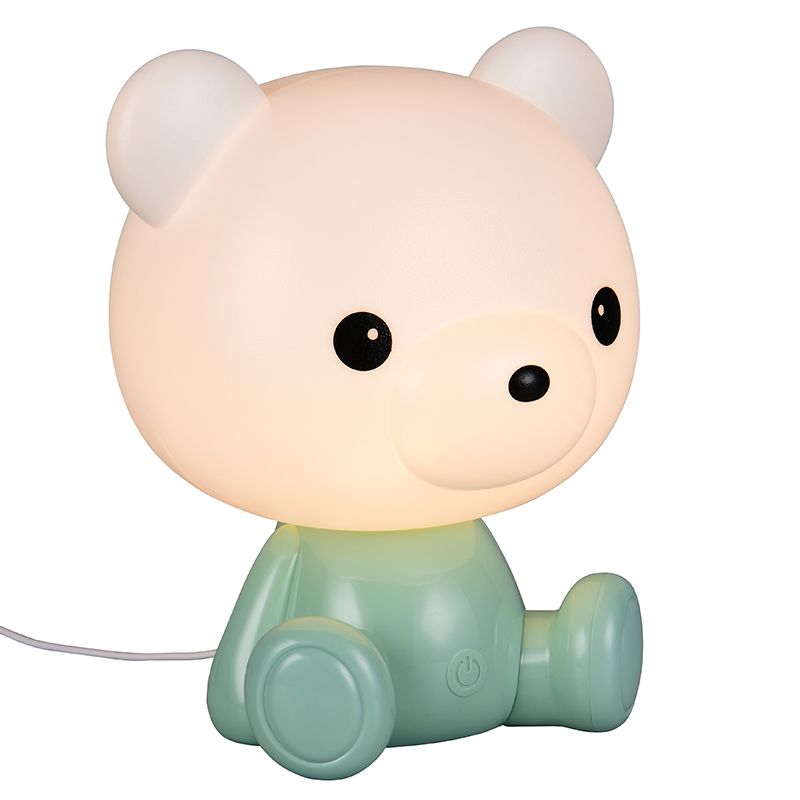 Grüne Kinderzimmer Tischleuchte Kunststoff, Lumibear, 0,3W, RGB LED, mit Schalter