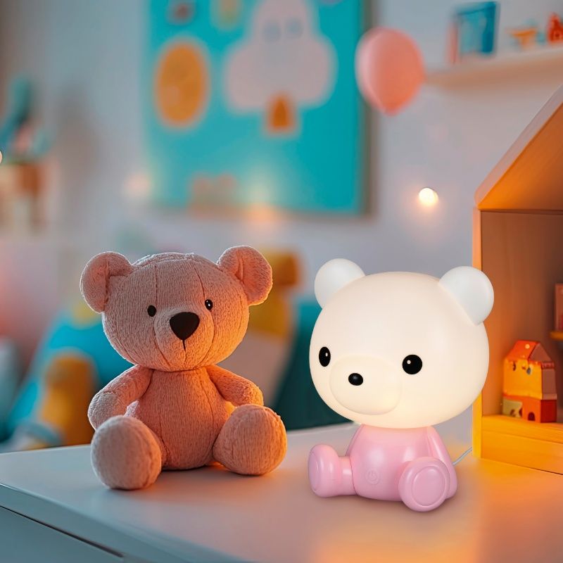 Rosa Kinderzimmer Tischleuchte Kunststoff, Lumibear, 0,3W, RGB LED, mit Schalter Rosa Kinderzimmer Tischleuchte Kunststoff, Lumibear, 0,3W, RGB LED, mit Schalter