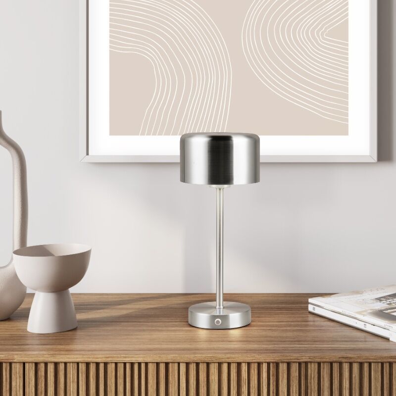 Nickel aufladbare Tischlampe Modern, Dustin, 1W, 3000K LED, mit Touch-Dimmer