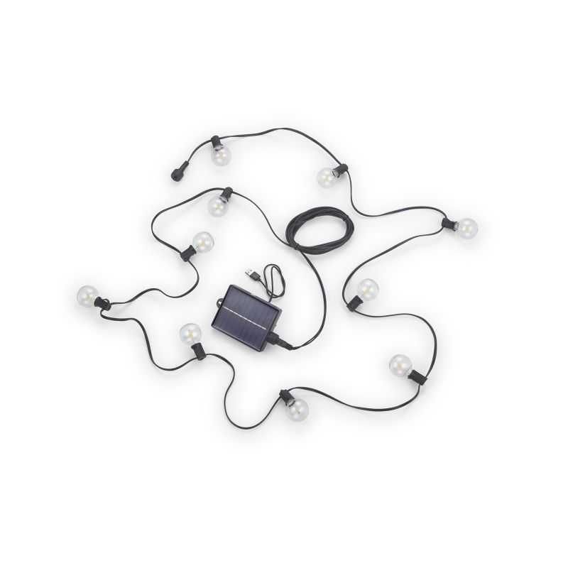 Lichterkette mit Solarenergie, 10 Lampen, 2700K, 0,5W
