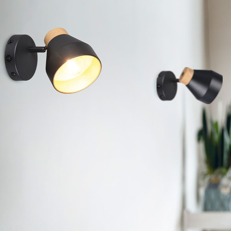 Schwarze Wandstrahler Modern, Riette, mit Schalter Schwarze Wandstrahler Modern, Riette, mit Schalter