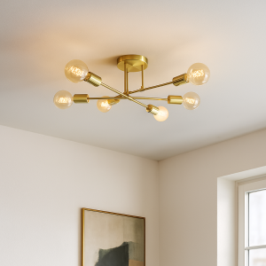 Moderne Deckenleuchte Gold, Amos