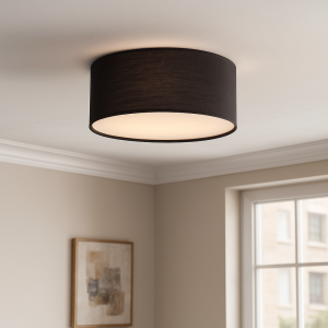 Stoff Deckenlampe Schwarz, Mendy