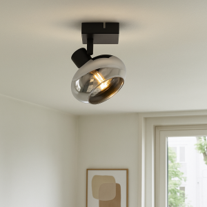 Schwarze Deckenstrahler Skip, Glas, design