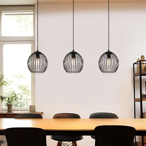 Industrielle Pendelleuchte Wiro, schwarz, Metall