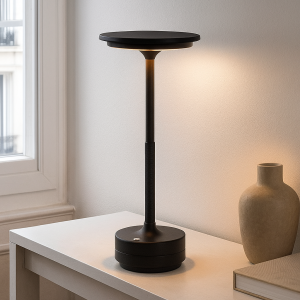 Moderne aufladbare Tischlampe Schwarz, Arvind, 3W, warm- bis kaltweiß einstellbare LED, mit Schalter