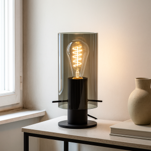 Design Tischleuchte Grau, Dilaram, mit Schalter
