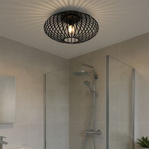 Industrielle Badezimmer Deckenleuchte Schwarz, Lieve, IP44