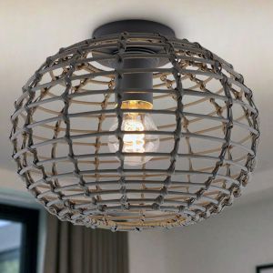 Rattan Deckenleuchte Grau, Roza