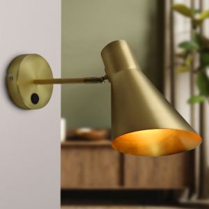 Moderne Wandleuchte Messing, Vico, mit Schalter