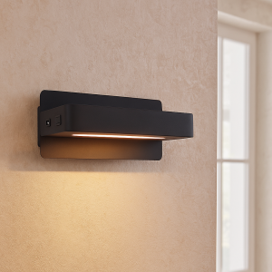 Moderne Wandleuchte Schwarz, Gregor, 10W, 3000K LED, mit Schalter