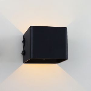 Aufladbare Up down Wandleuchte Schwarz, Dion, 1W, 2700K LED, IP44, Bewegungssensor
