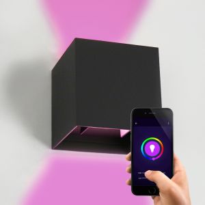 Moderne Smart Wandleuchte Schwarz, Dion, 6W, RGBW LED, IP65