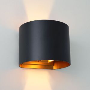Moderne Up down Wandleuchte Schwarz, Dion, IP65