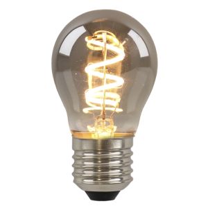 Dimmbare Olucia E27 LED-Filament Lampe Tuelo, Grau, P45, 4W, 2200K