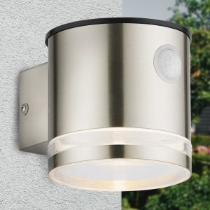 Moderne Solar Außen Wandleuchte Chrom, Tommy, 1W, 2700K LED, IP54